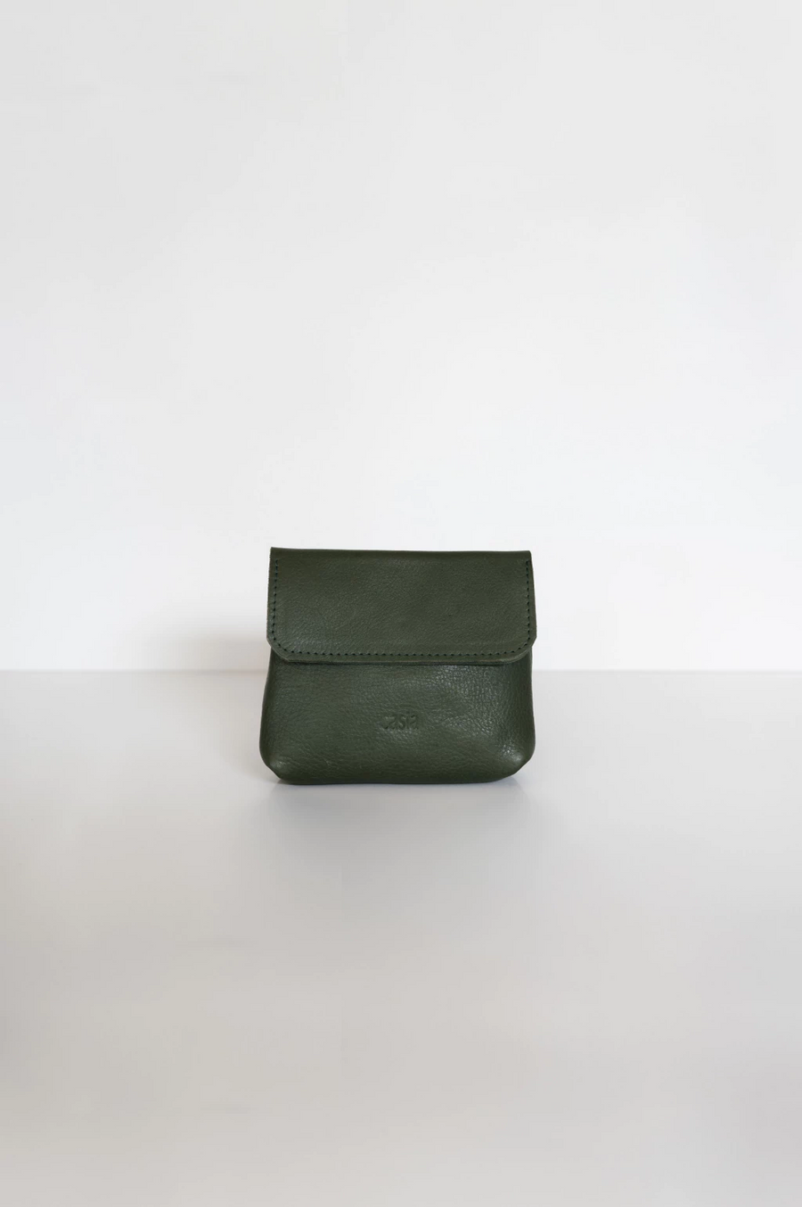 Leather small pouch green