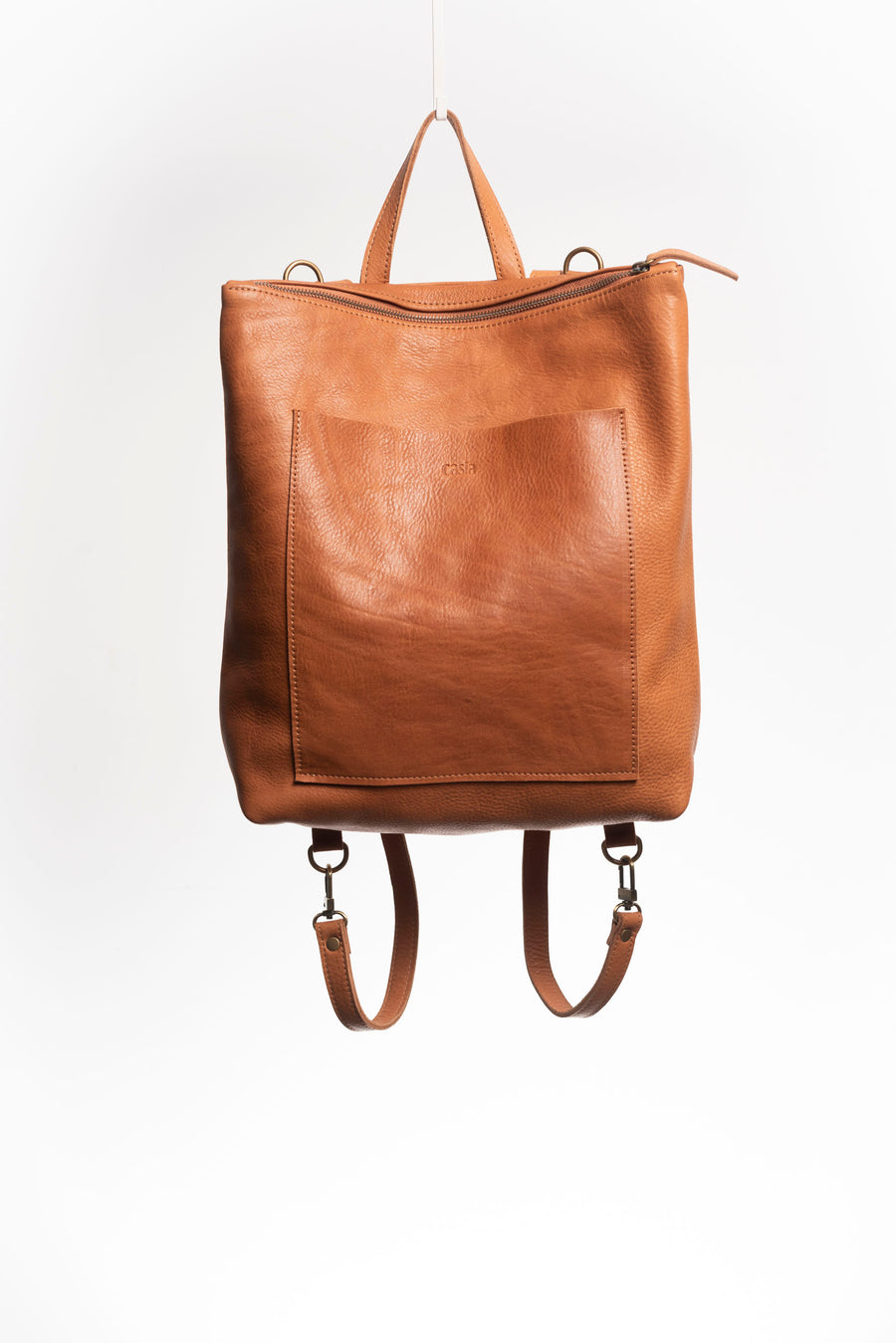 Convertible backpack. Full grain leather backpack. Vegetable tanned leather backpack. Unlined backpack.