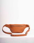 Leather fanny pack. Full grain leather belt bag. Caramel vegetable tanned leather.