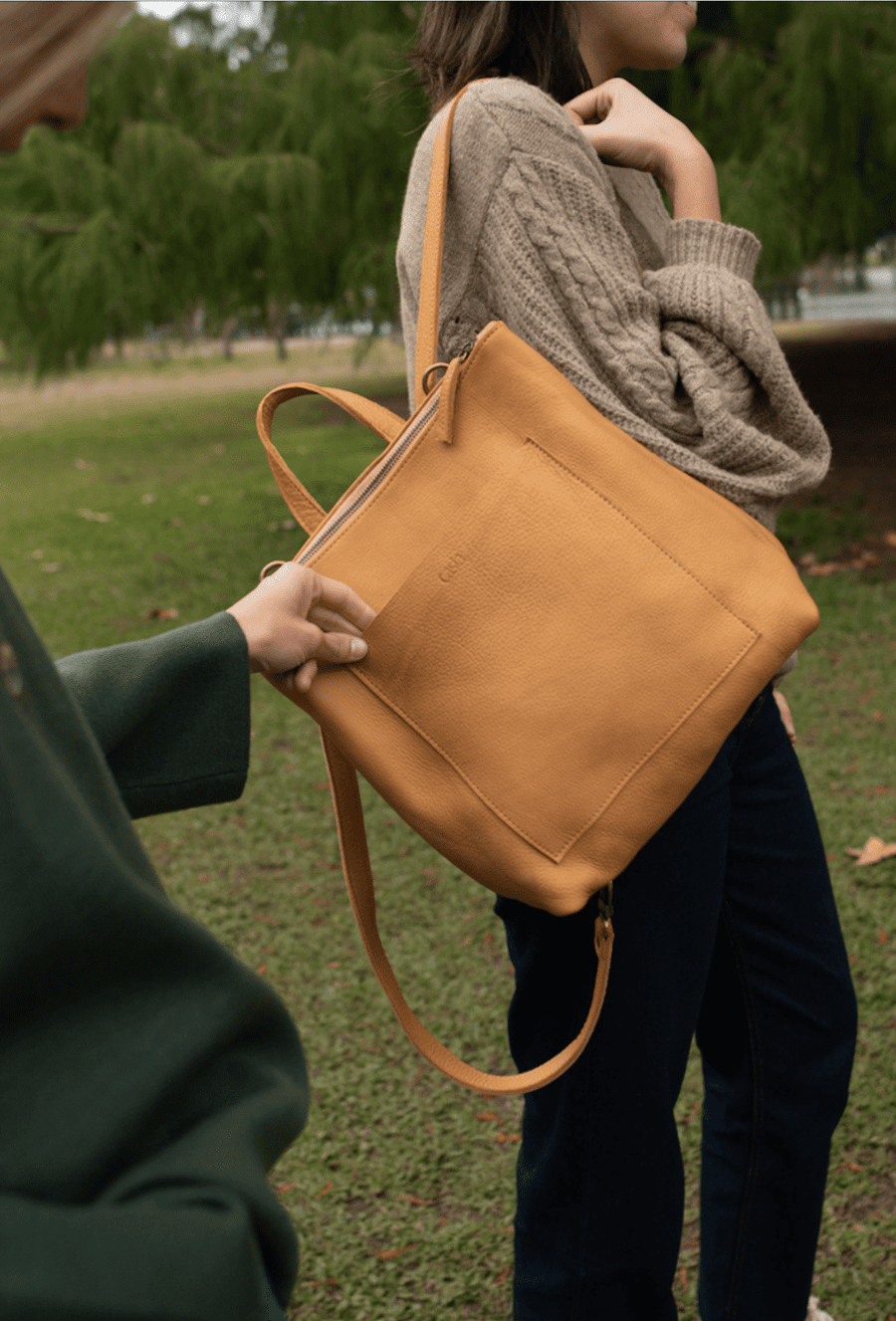 Convertible backpack. Full grain leather backpack. Vegetable tanned leather backpack. Unlined backpack.